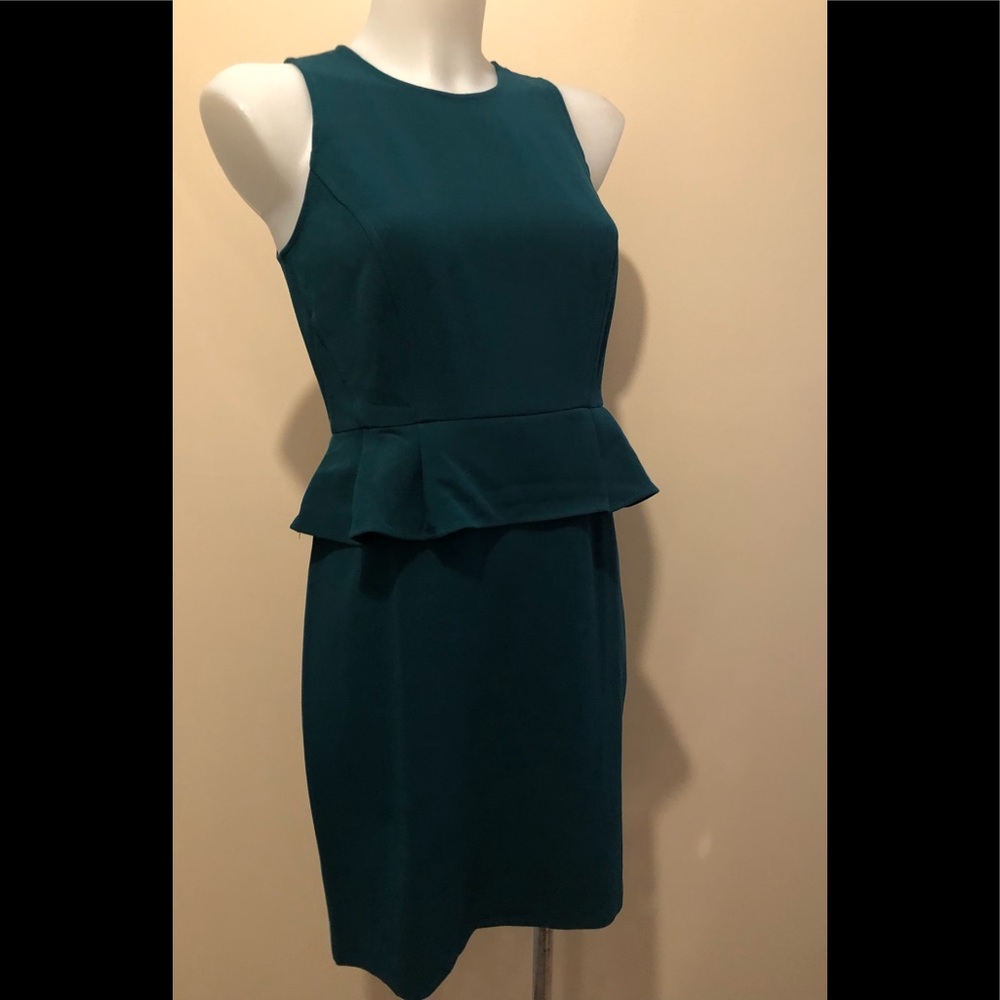 ANN TAYLOR LOFT PEPLUM HUNTER GREEN DRESS👗2P - Picture 5 of 14